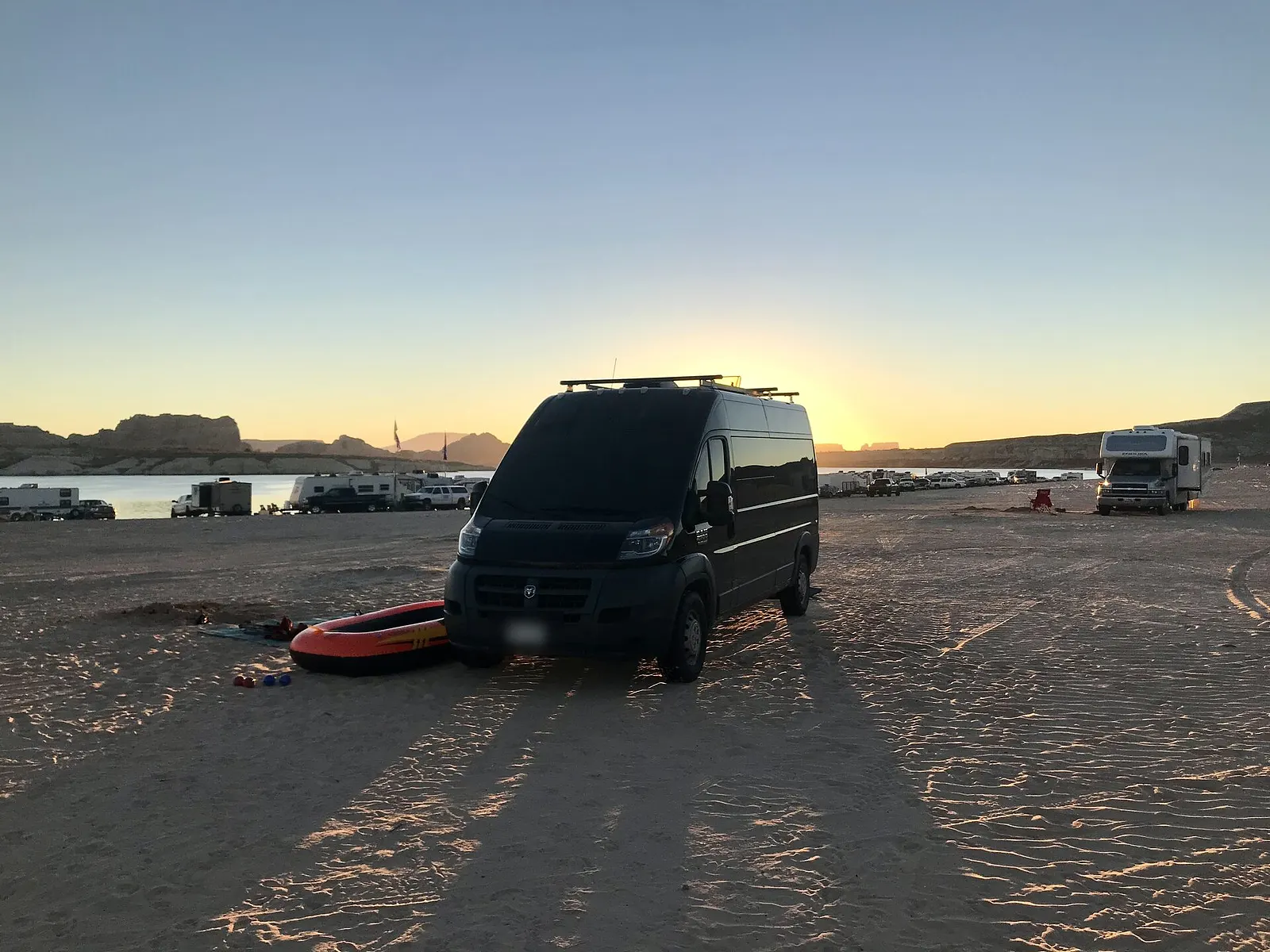 ProMaster van at Lake Powell sunset