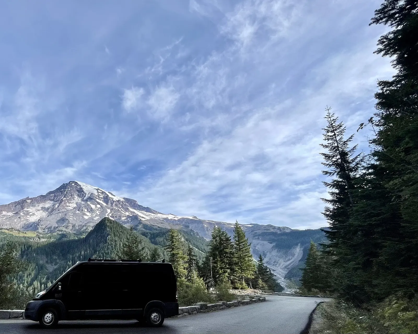 ProMaster van parked at Mount Rainier