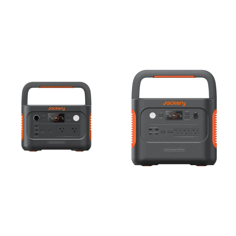 Jackery Explorer 600 Plus next to a larger Explorer 1000 Plus, visualizing the step up from the under-$500 to the under-$1k tier
