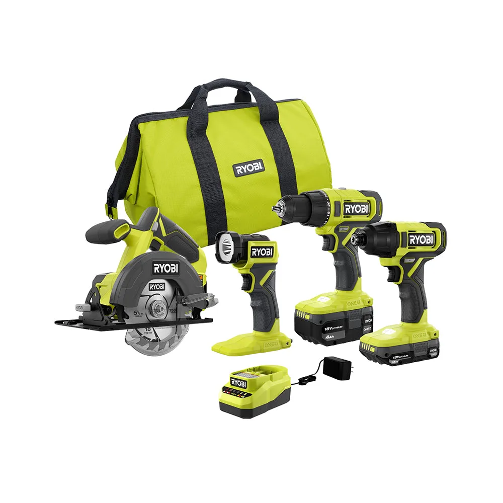Ryobi ONE+ 18V 4-tool combo kit PCL1400K2